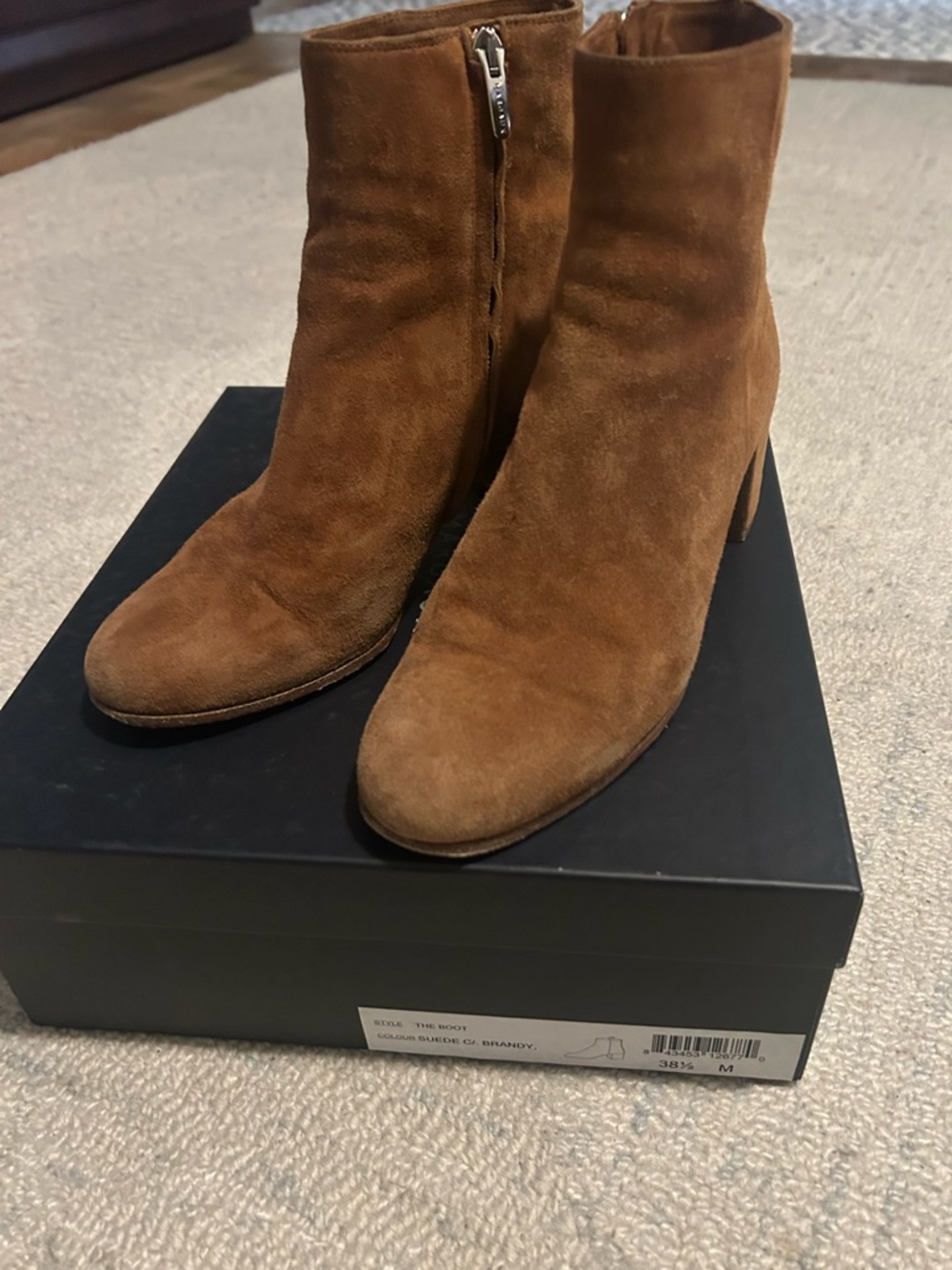 Margaux Suede Ankle Boots in Brandy
Size 38 1/2 M